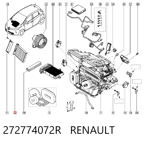 Filtro de habitáculo 272774072R Renault (RVI)