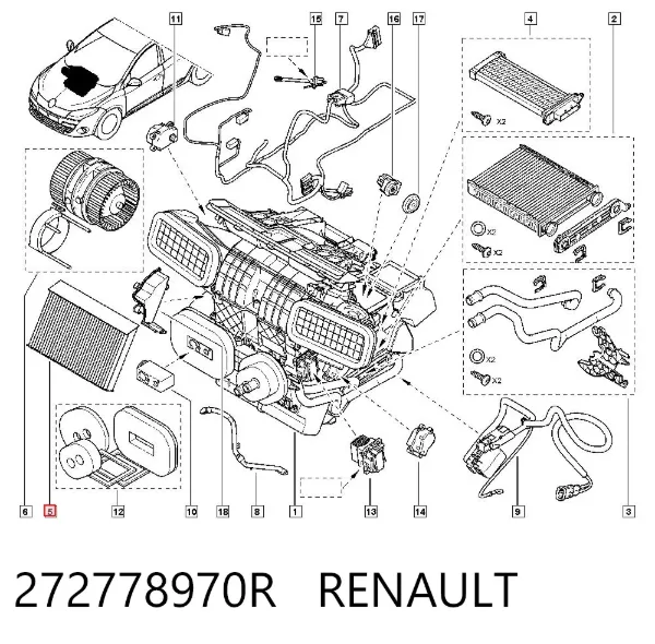 Filtro de habitáculo 272778970R Renault (RVI)