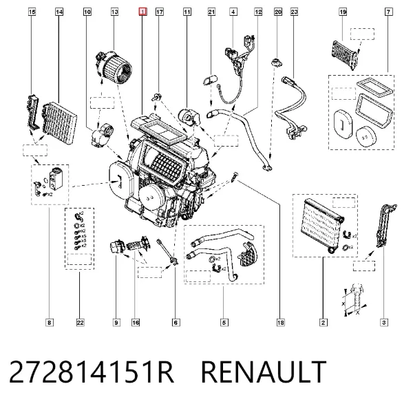 Evaporador de aire acondicionado 272814151R Renault (RVI)