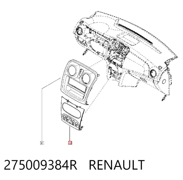 Panel de revestimiento del salpicadero 275009384R Renault (RVI)