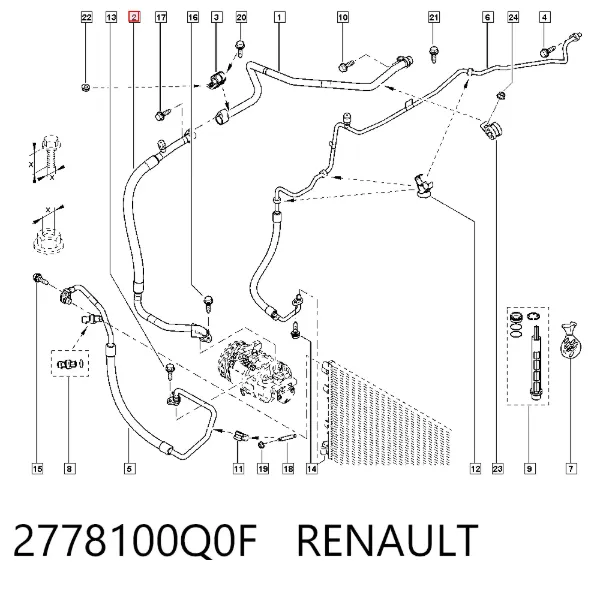 Manguera de aire acondicionado de evaporador al compresor 2778100Q0F Renault (RVI)