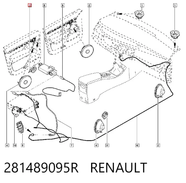 Altavoz de salpicadero 281489095R Renault (RVI)