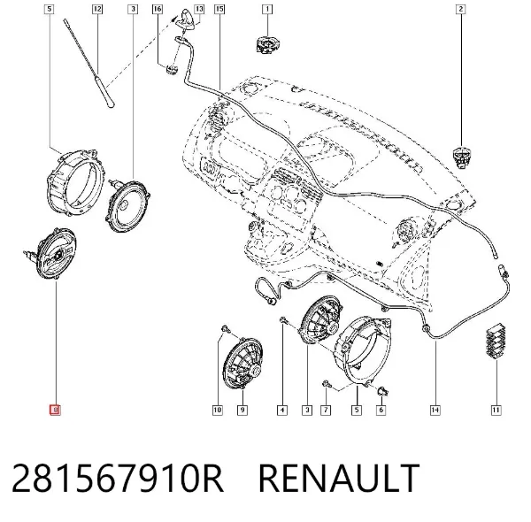 Altavoz de la puerta delantera 281567910R Renault (RVI)
