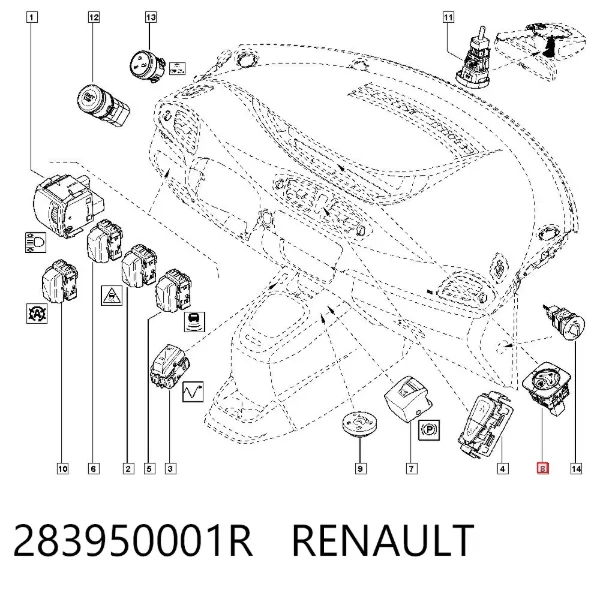 Módulo de espejos retrovisores, salpicadero 283950001R Renault (RVI)