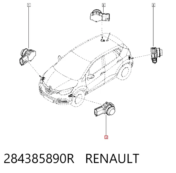 Sensor lateral delantero/trasero de aparcamiento 284385890R Renault (RVI)