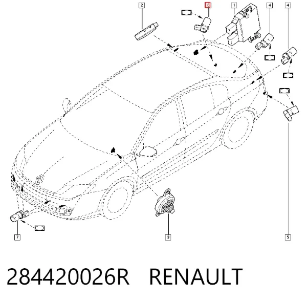 Sensor de aparcamiento trasero 284420026R Renault (RVI)