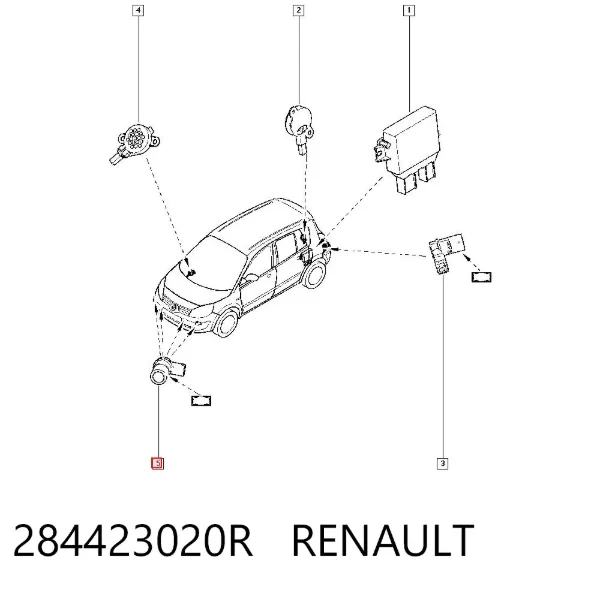 Sensor de aparcamiento trasero 284423020R Renault (RVI)