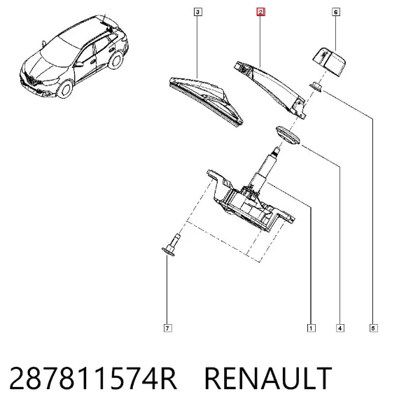 Brazo del limpiaparabrisas, trasero 287811574R Renault (RVI)