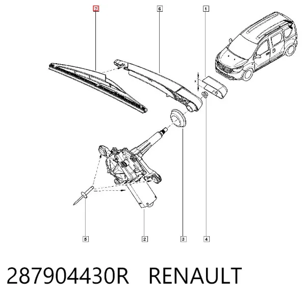 Limpiaparabrisas traseros 287904430R Renault (RVI)