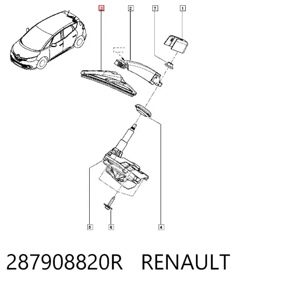 Limpiaparabrisas traseros 287908820R Renault (RVI)