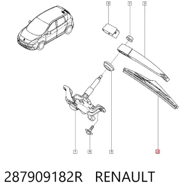Escobilla del limpiaparabrisas trasero RENAULT 287909182R