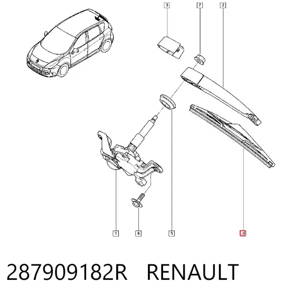Limpiaparabrisas traseros 287909182R Renault (RVI)