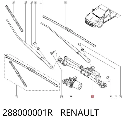 Trapezio del limpiaparabrisas RENAULT 288000001R