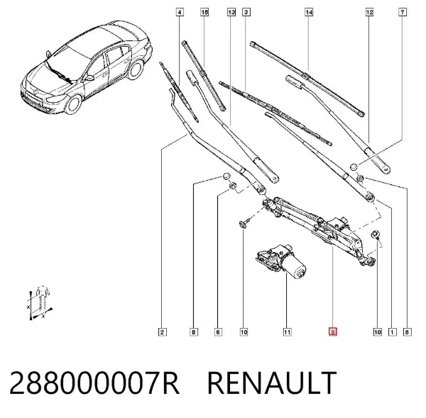 Varilla de limpiaparabrisas 288000007R Renault (RVI)