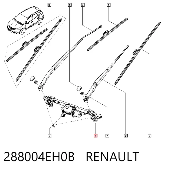 Varilla de limpiaparabrisas 288004EH0B Renault (RVI)