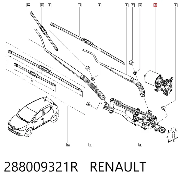 Motor limpiaparabrisas 288009321R Renault (RVI)