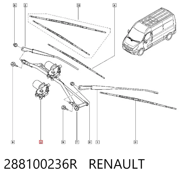 Motor limpiaparabrisas 288100236R Renault (RVI)