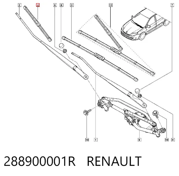 Escobilla del limpiaparabrisas del lado del conductor 288900001R Renault (RVI)