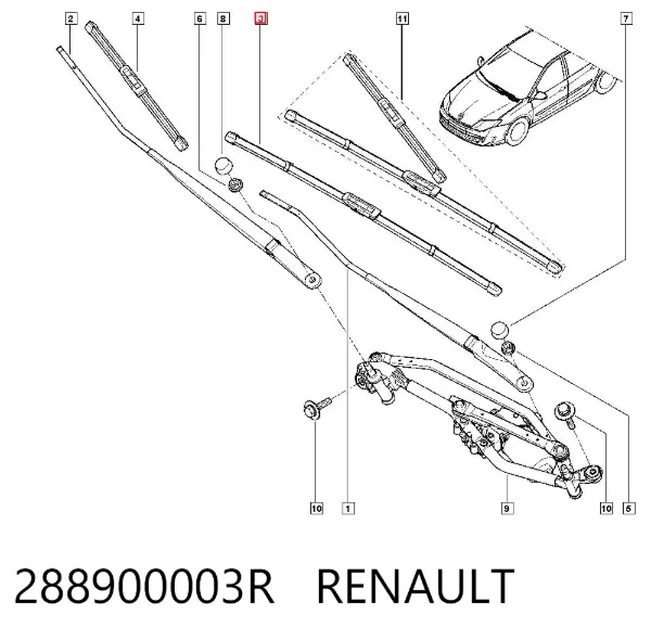 Limpiaparabrisas delanteras 288900003R Renault (RVI)