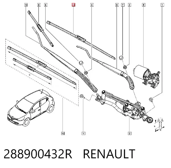Escobilla del limpiaparabrisas del lado del conductor 288900432R Renault (RVI)