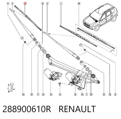 Escobilla del limpiaparabrisas del lado del pasajero RENAULT 288900610R