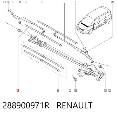 Escobilla del limpiaparabrisas del lado del conductor RENAULT 288900971R