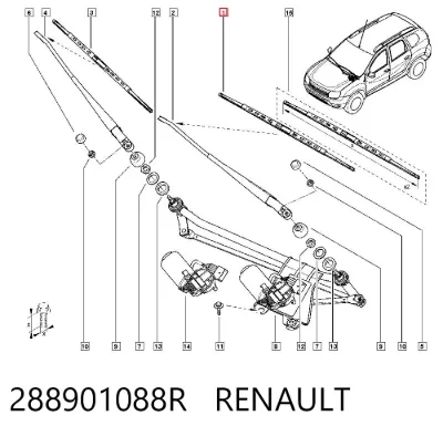 Escobilla del limpiaparabrisas del lado del conductor RENAULT 288901088R