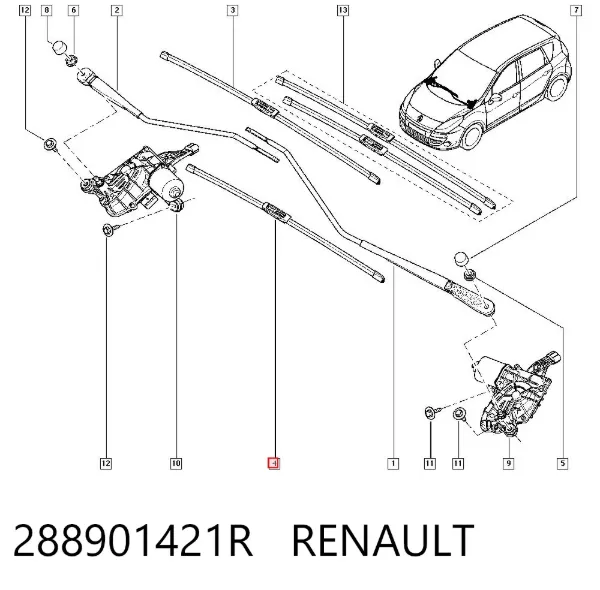Limpiaparabrisas delanteras 288901421R Renault (RVI)