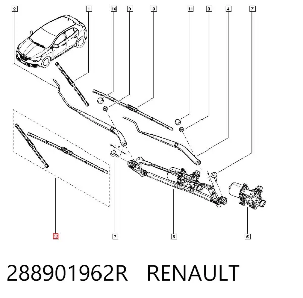Limpiaparabrisas delanteras 288901962R Renault (RVI)