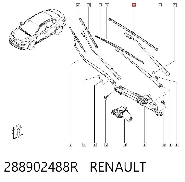 Escobilla del limpiaparabrisas del lado del conductor 288902488R Renault (RVI)