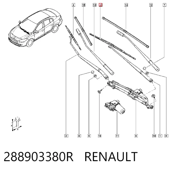 Escobilla del limpiaparabrisas del lado del conductor 288903380R Renault (RVI)