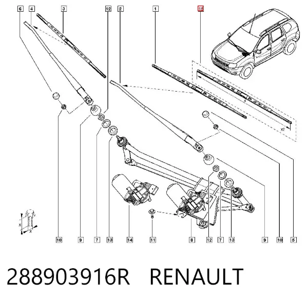 Limpiaparabrisas delanteras 288903916R Renault (RVI)