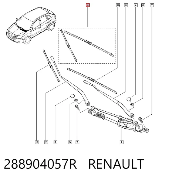 Limpiaparabrisas delanteras 288904057R Renault (RVI)