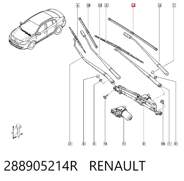 Escobilla del limpiaparabrisas del lado del conductor 288905214R Renault (RVI)