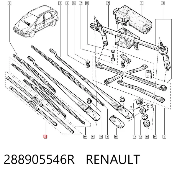 Limpiaparabrisas delanteras 288905546R Renault (RVI)