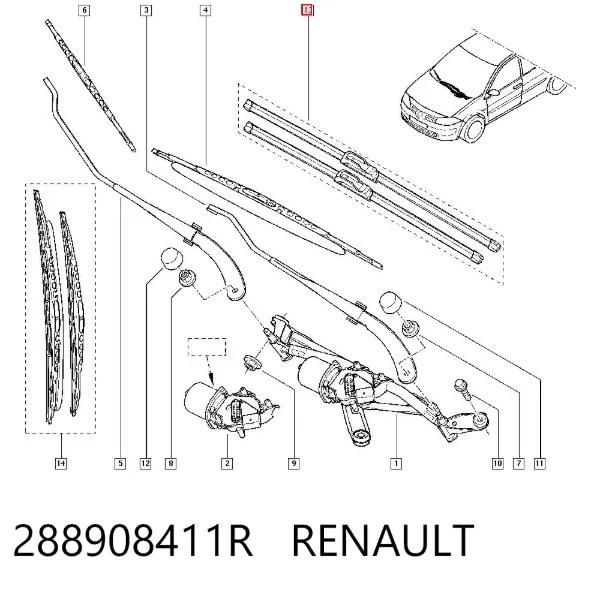 Limpiaparabrisas delanteras 288908411R Renault (RVI)