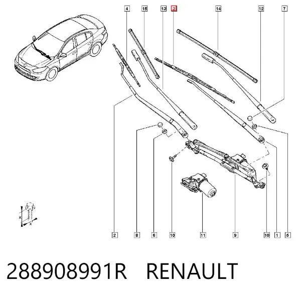 Escobilla del limpiaparabrisas del lado del conductor 288908991R Renault (RVI)