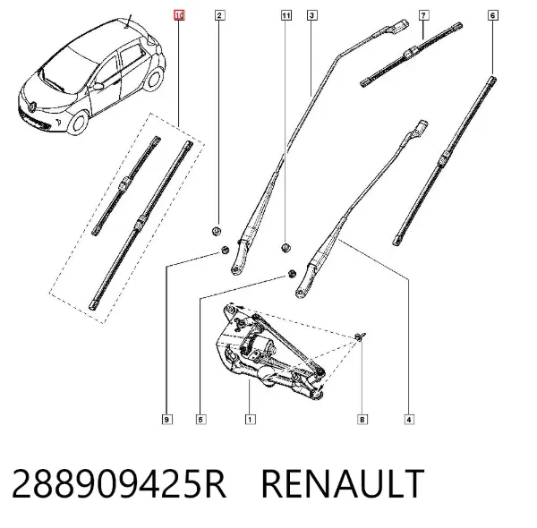 Escobilla del limpiaparabrisas del lado del conductor 288909425R Renault (RVI)