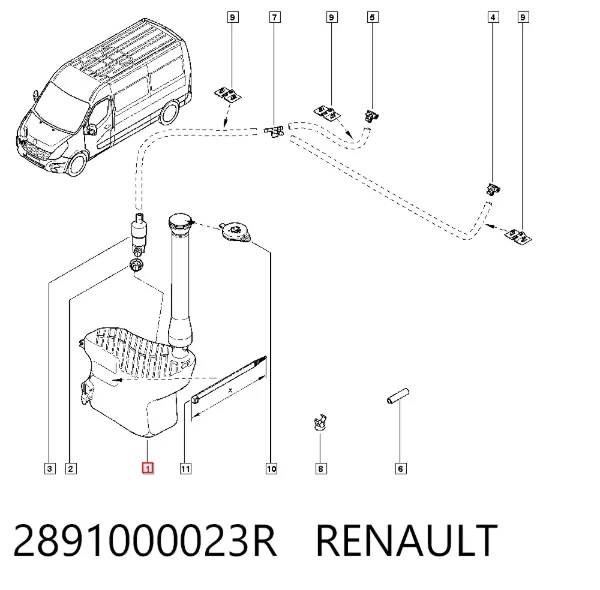 Depósito de limpiaparabrisas 2891000023R Renault (RVI)