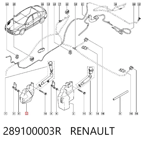 Depósito de limpiaparabrisas 289100003R Renault (RVI)