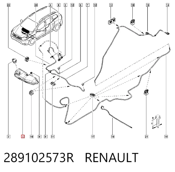 Depósito de limpiaparabrisas 289102573R Renault (RVI)