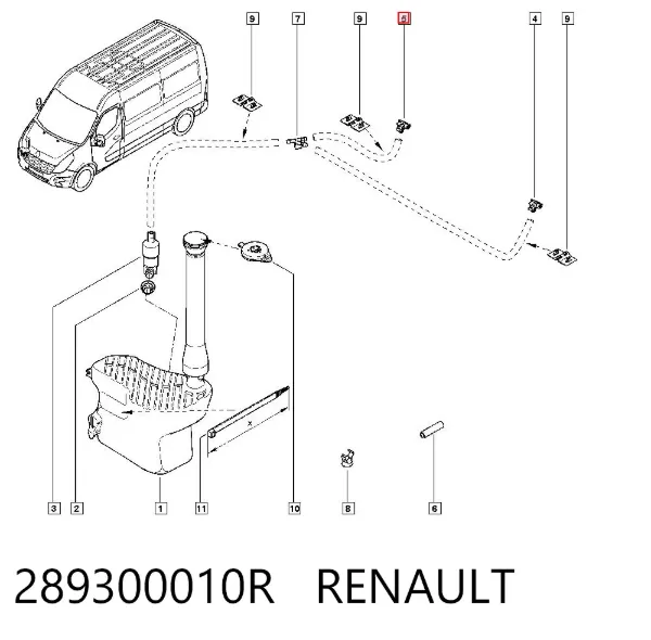 Boquilla del lavaparabrisas 289300010R Renault (RVI)