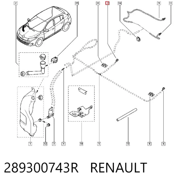 Boquilla del lavaparabrisas 289300743R Renault (RVI)