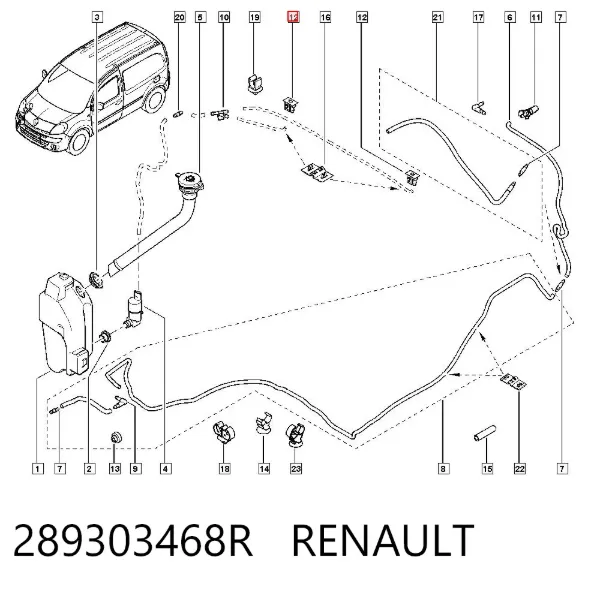 Boquilla del lavaparabrisas 289303468R Renault (RVI)
