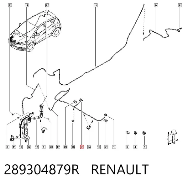 Boquilla del lavaparabrisas izquierda 289304879R Renault (RVI)