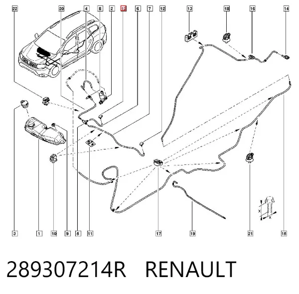 Boquilla del lavaparabrisas 289307214R Renault (RVI)