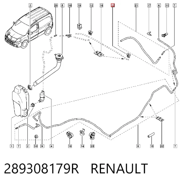 Boquilla del lavaparabrisas 289308179R Renault (RVI)