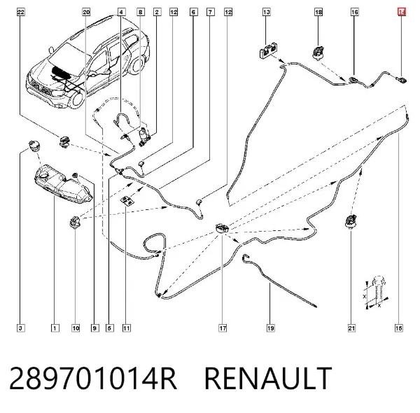 Boquilla del lavaparabrisas trasero 289701014R Renault (RVI)