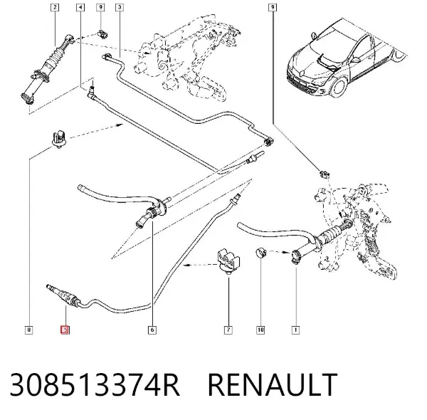 Latiguillo de embrague 308513374R Renault (RVI)