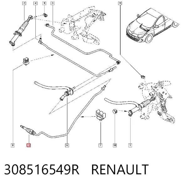 Latiguillo de embrague 308516549R Renault (RVI)